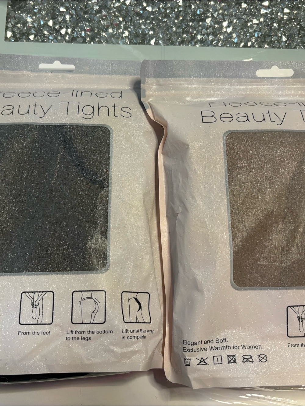 Fleece-Lined Beauty Tights - Black and Brown